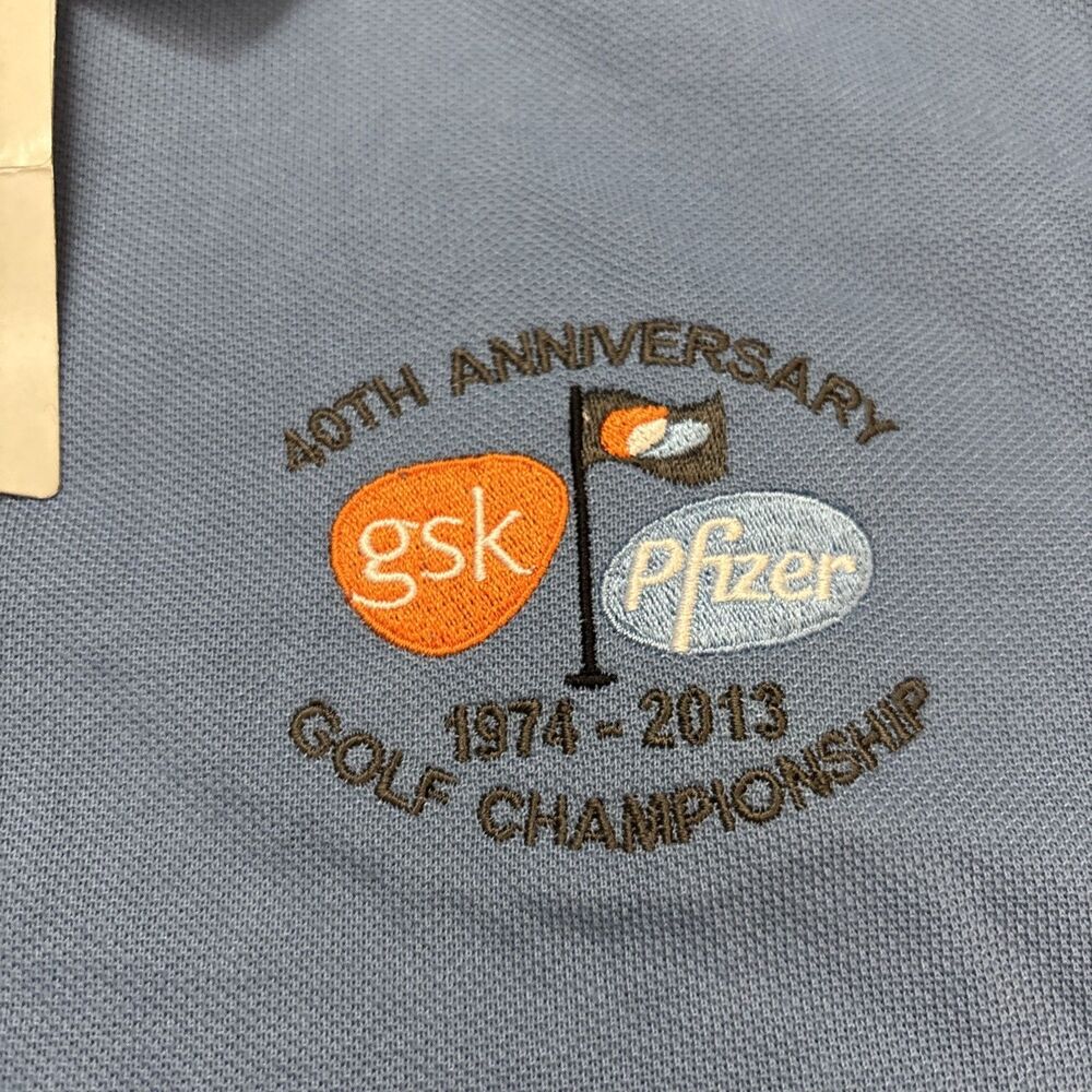 New NWT - Golf Cutter - Polo Shirt Pfizer  Golf Championship 2013 Blue Large NWT